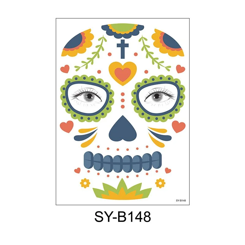 16 Kinds Halloween Temporary Face Sticker Disposable Waterproof Tattoo Sticker