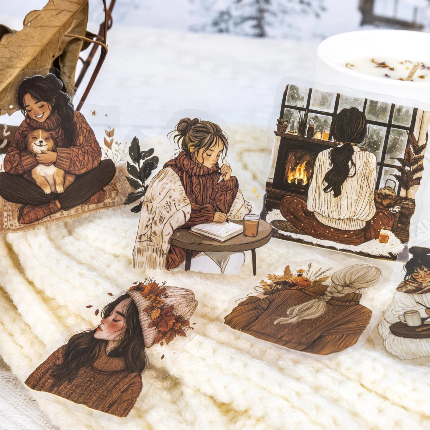 PET 스티커 - 겨울사랑 노래 시리즈 문학 캐릭터 조경