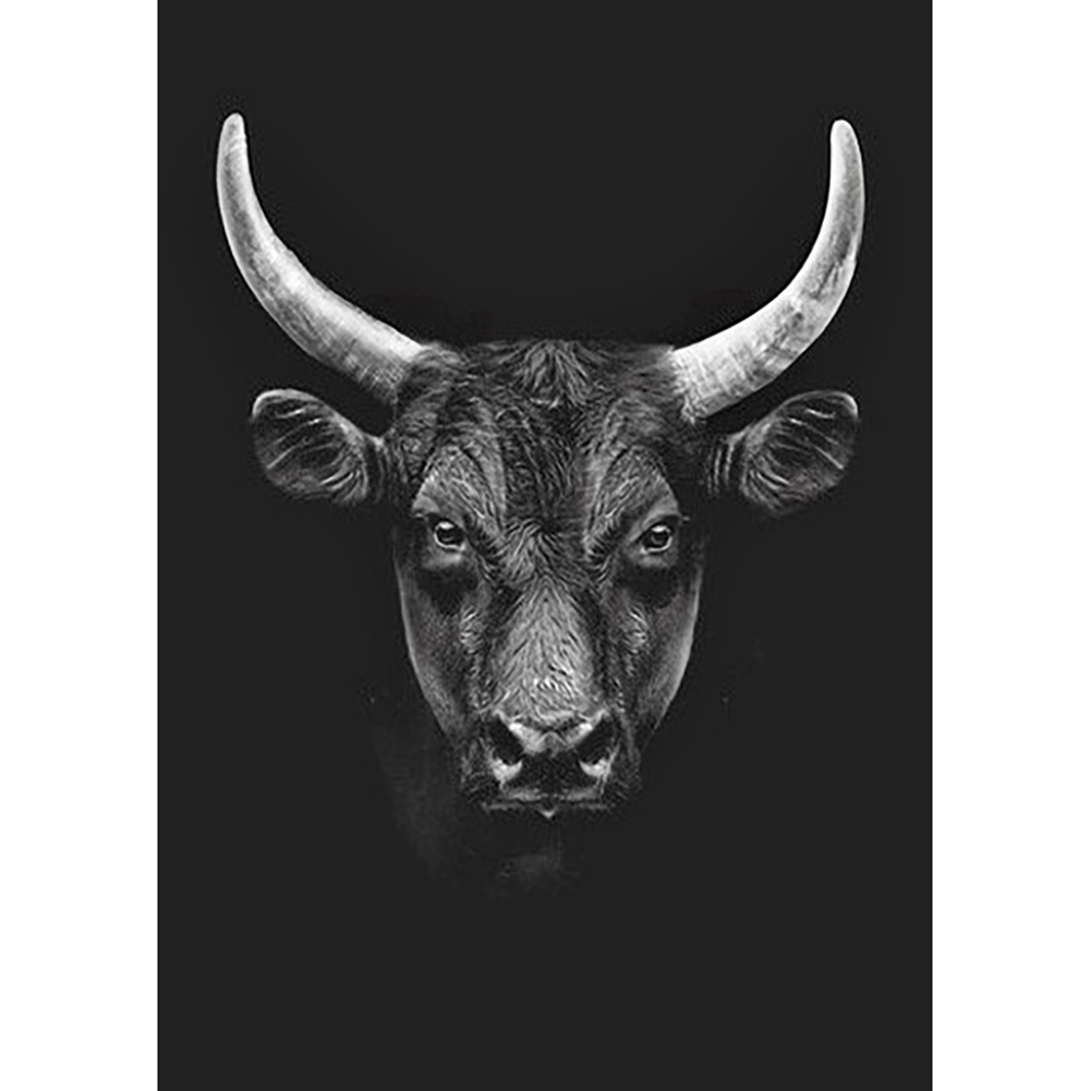 

30*40CM - Black White Cattle - Round Drill Diamond Painting, 501 Original