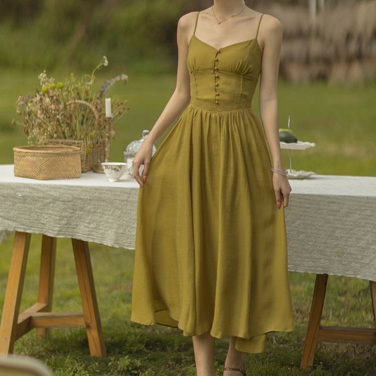 Fairy Tales Aesthetic Retro Lace Slim Waist Slip Dress QueenFunky