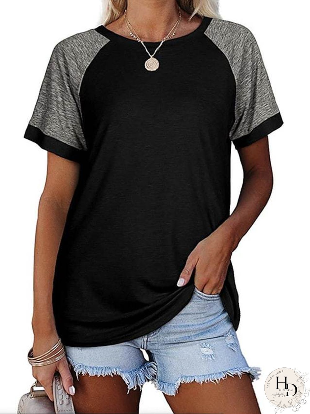 Women's T Shirt Plain Round Neck Tops Basic Basic Top Black Blue Blushing Pink
