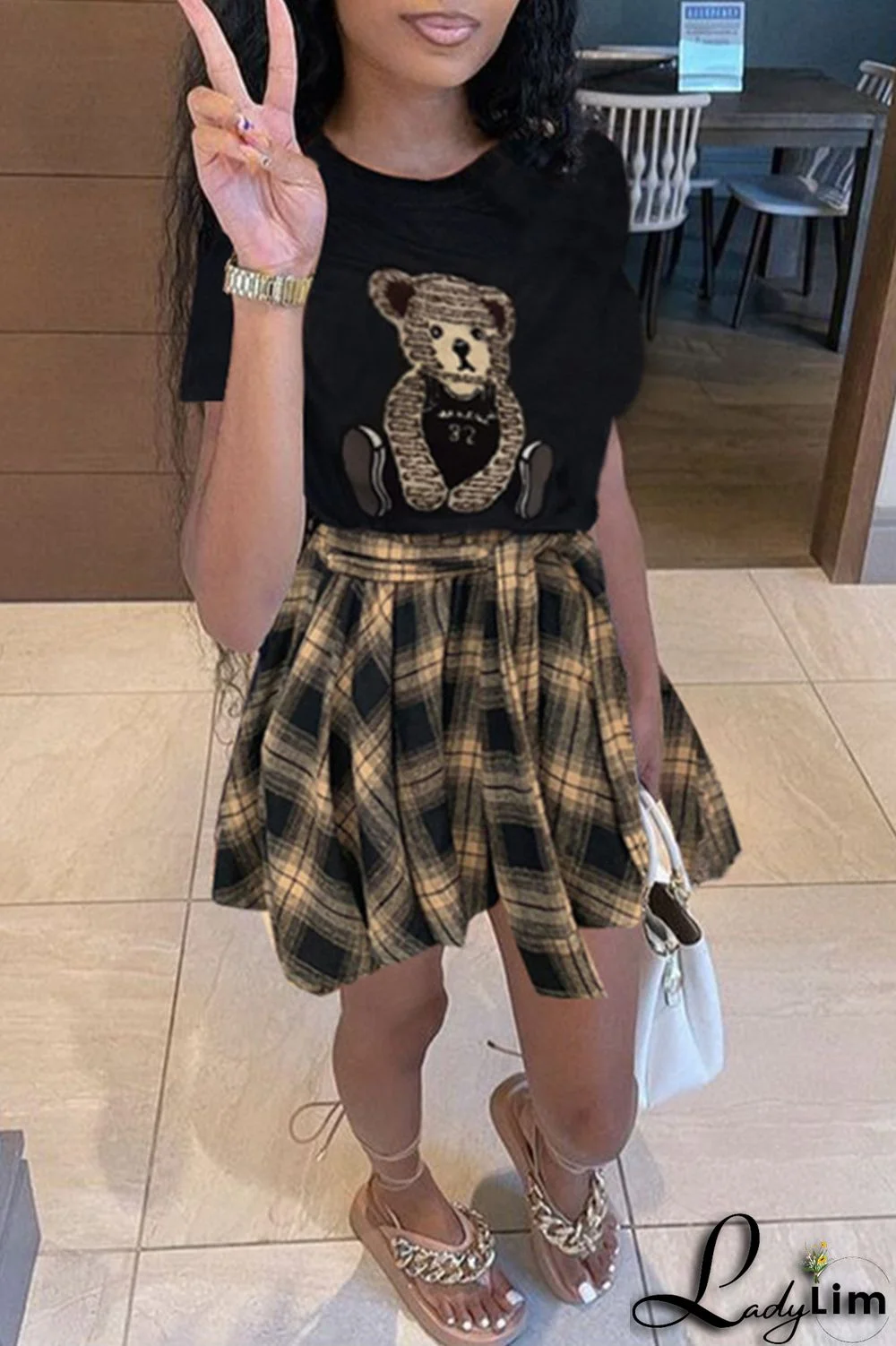 Black Fashion Casual Embroidery Patchwork O Neck Short Sleeve Two Pieces