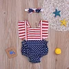 Baby Girls 4th of July Independence Day Stars Striped Backless Rompers