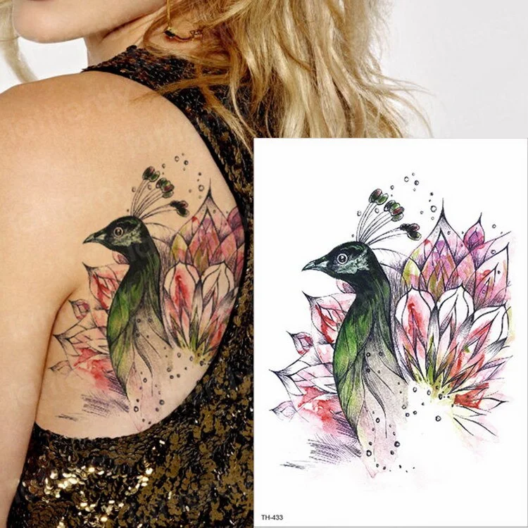 Watercolor Hummingbird Temporary Fake Tattoo Body Art Sticker Waterproof Hand Bird Tattoo for Women Arm Men Tattoos Water Color