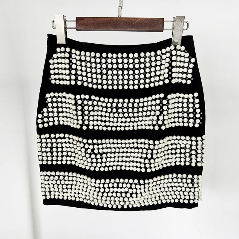 Nigikala Nigikala Early Spring New Personality Shrugging Point Suit Jacket Heavy Industry Pearl Nail Beads Half Skirt