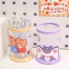Adorable Cartoon Bunny Round Folding Matte Pens Storage Container Student Table Stationery Organizer