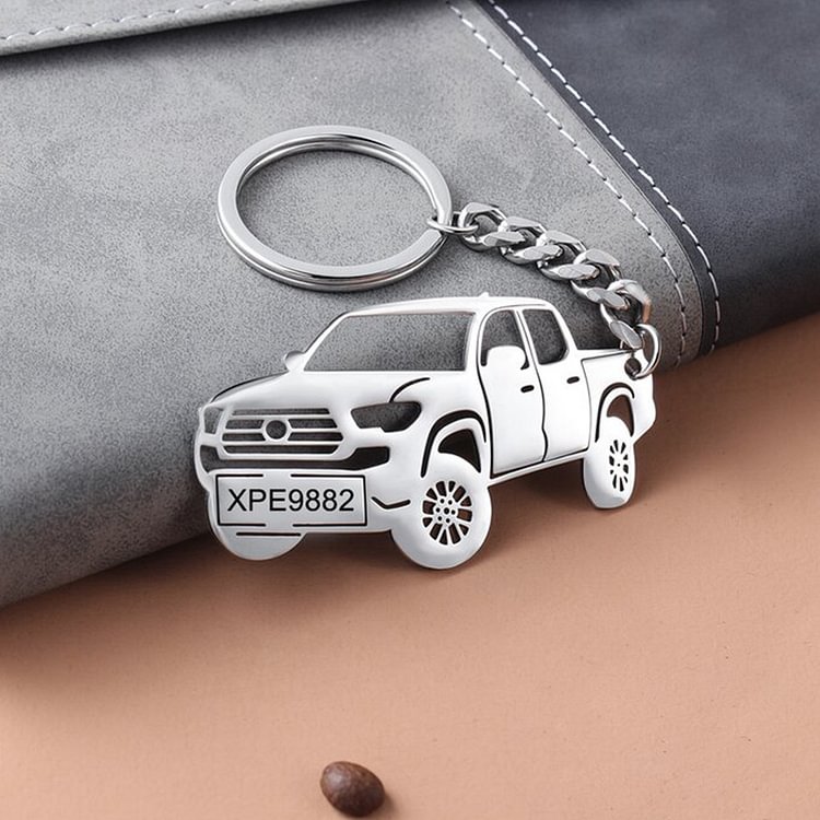 Personalised Toyota Tacoma Car with Custom Name Number Plate Keychain