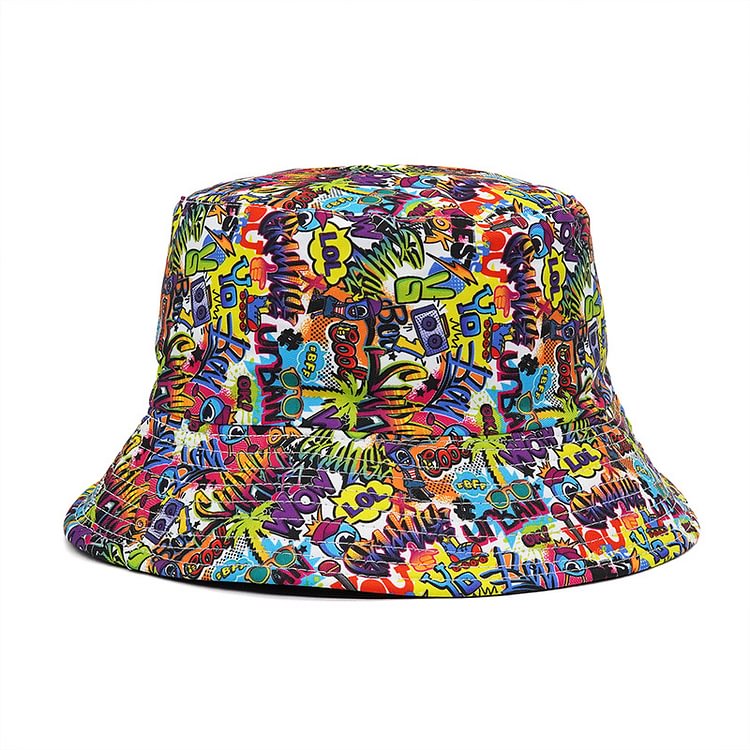 Graffiti Cartoon Outdoor Foldable Summer Women Men Bucket Hat