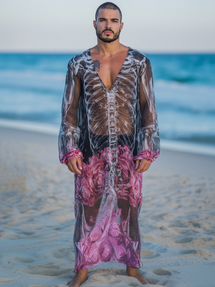 Skull Robe Men's Chiffon Skull Robe