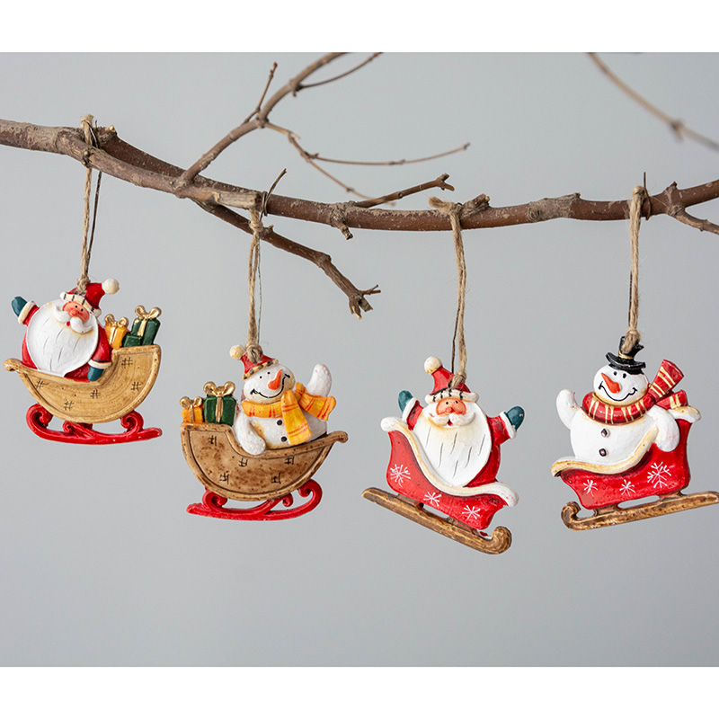 "Deluxe Hromeo Resin Santa & Snowman Christmas Tree Ornaments - Ideal Holiday Gifts"