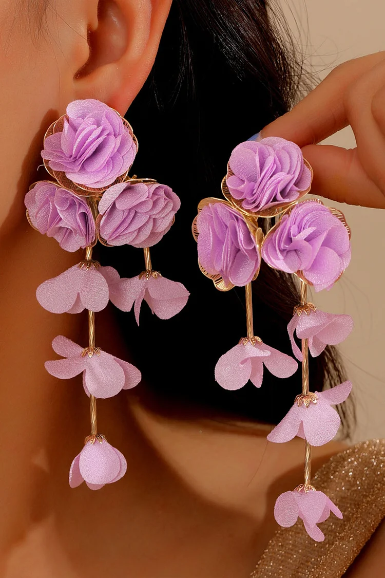 Vacation Flower Petal Dangle Earrings 2024 - Xpluswear