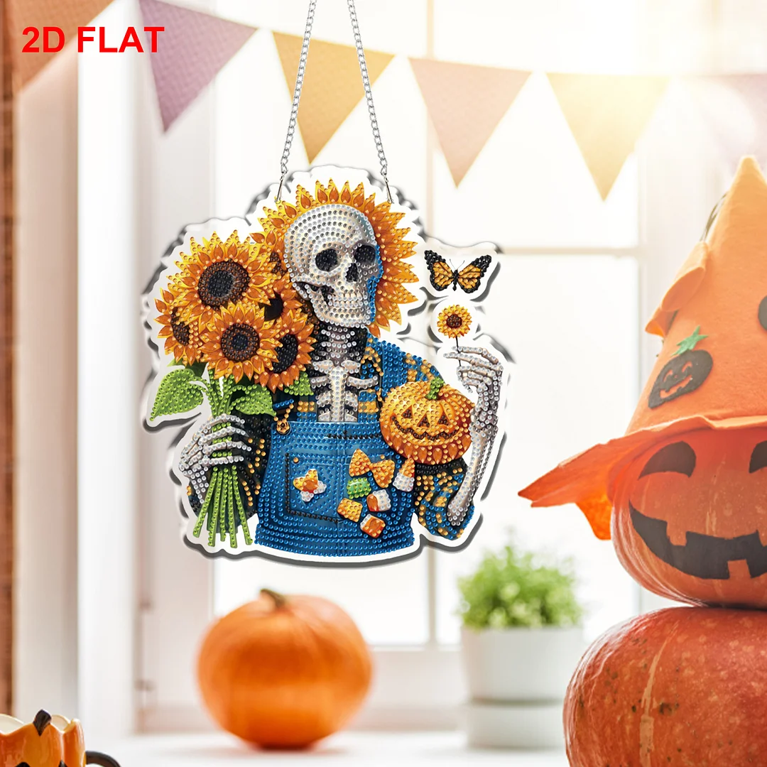 Skull 2D/Flat DIY Acrylic Special Shape Hanging Diamond Art Kits Wall Door Decor