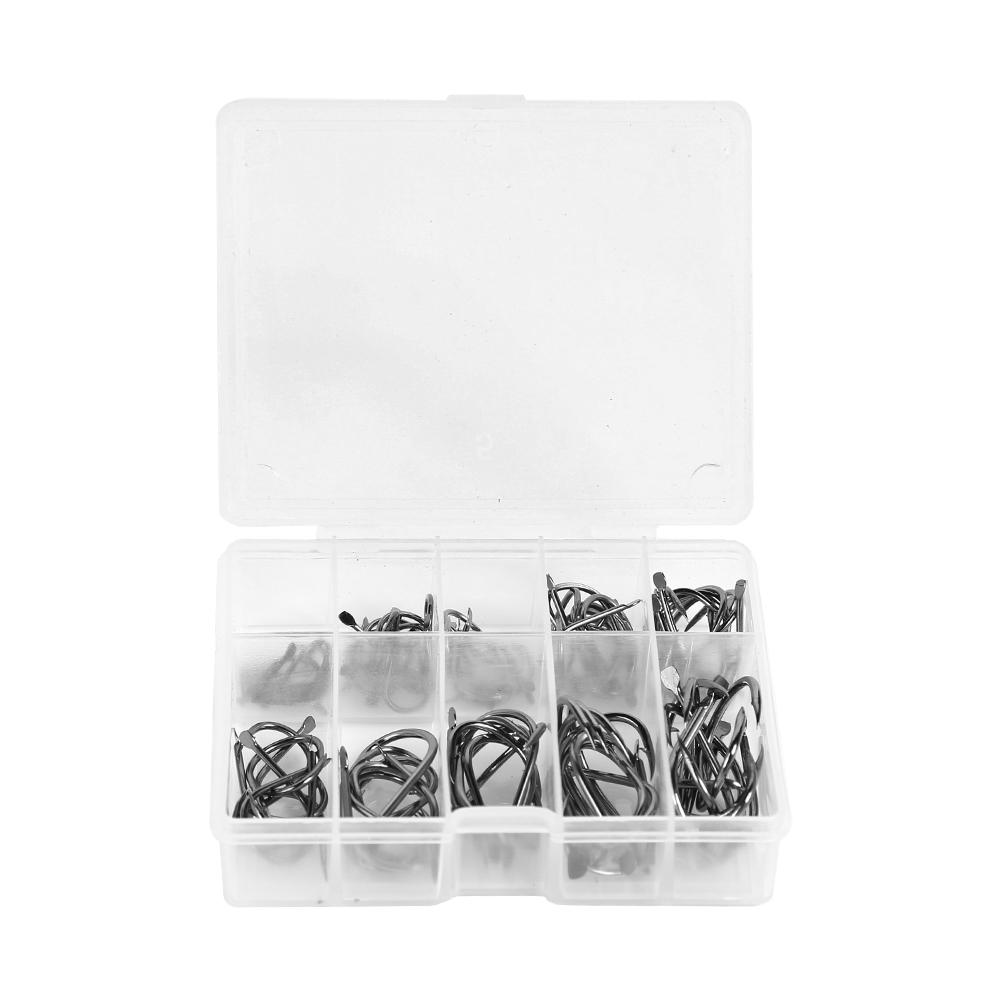 

100pcs/box Steel Fishhooks Black Flattened Fishing Hooks Set with Barbed, 501 Original