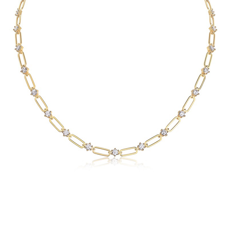 Moissanite Paper Clip Chain Necklace