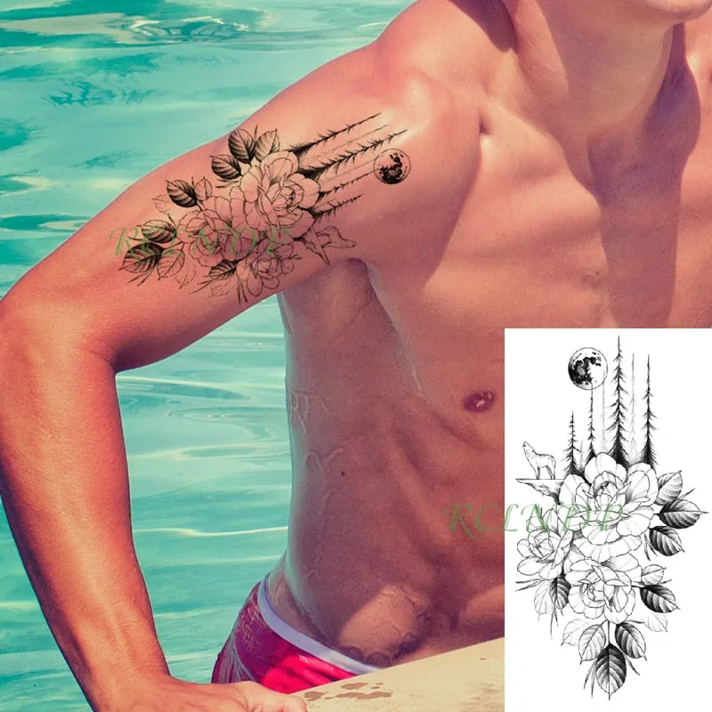 Waterproof Temporary Tattoo Sticker Flower Rose Fake Tatto Flash Tatoo Hand Arm palm finger Back Tato body art for Women Men