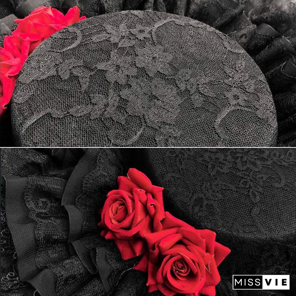 Vintage Pure Color Lace Rose Hat