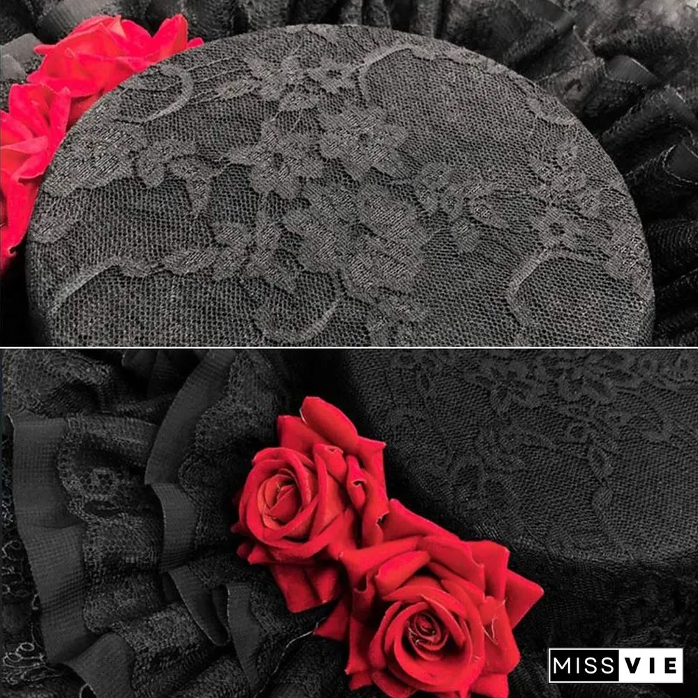 Vintage Pure Color Lace Rose Hat