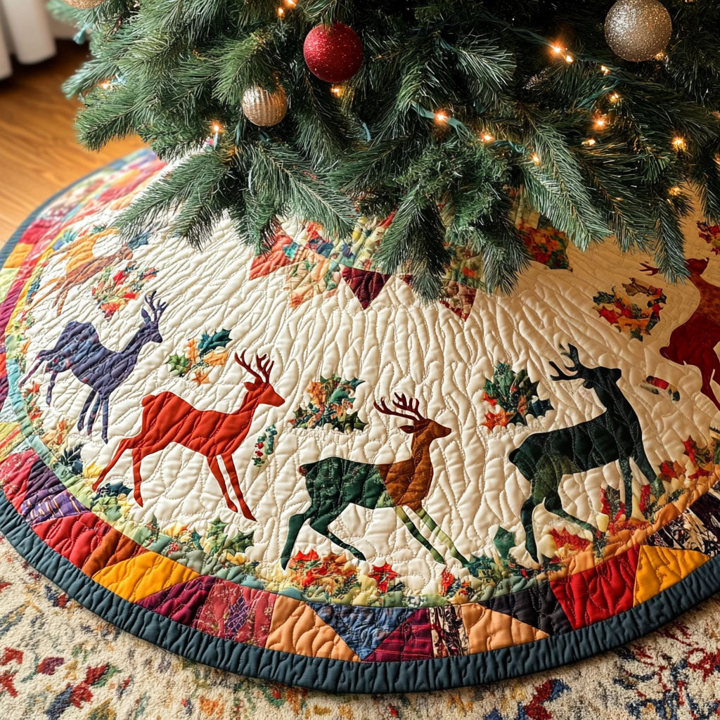 Snowy Pines Harmony Quilted Christmas Tree Skirt NCU0PT2385