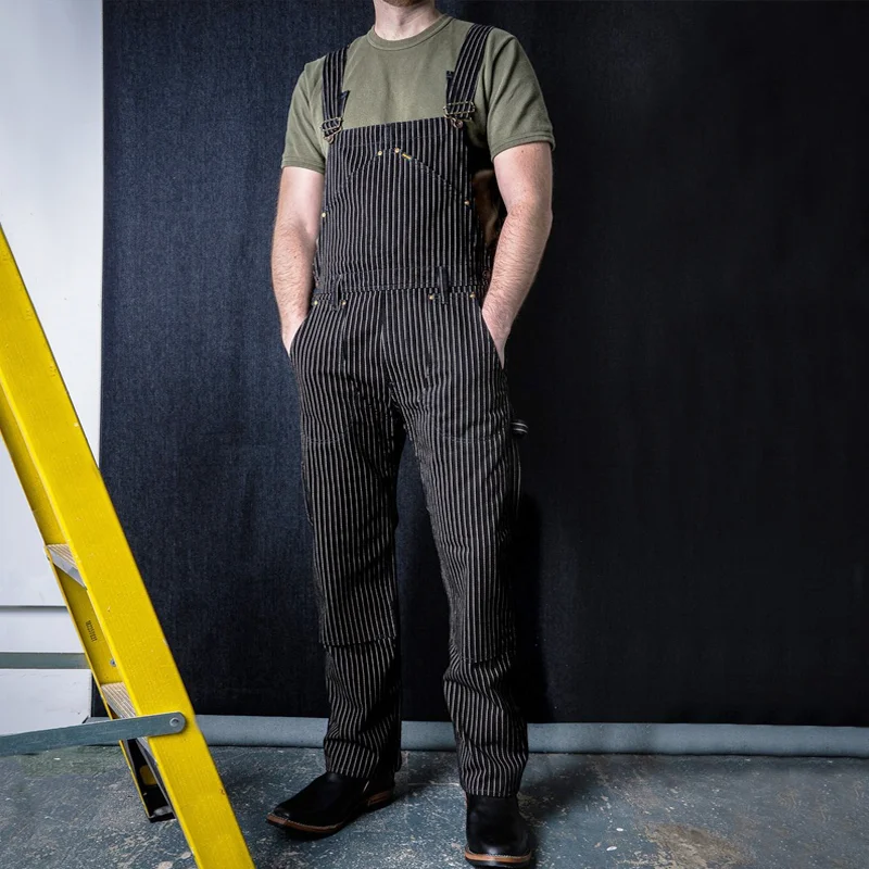 Retro Black Stripe 12oz Wabash Double Knee Jumpsuit