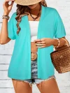 Vibrant Solid Color Open Front Cardigan - Soft, Versatile, Short Sleeve, Perfect for Spring & Summer - Women's Essential Clothing for Everyday Wear
