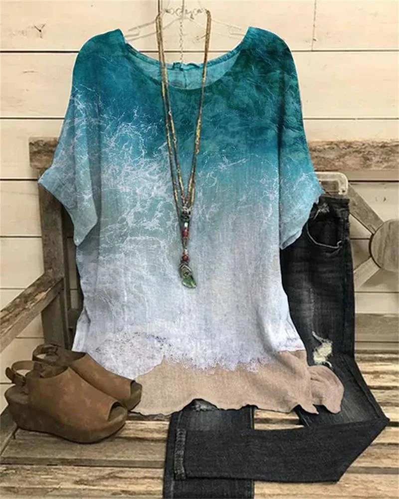 Women's Printing Cotton Linen Top