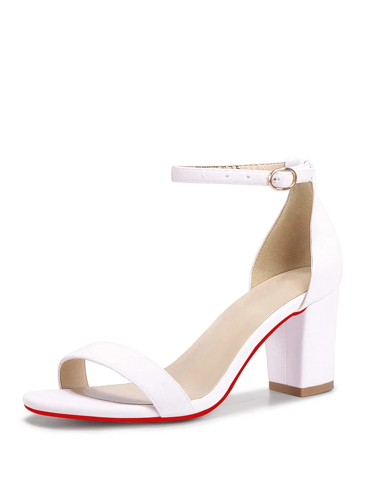 75mm Women's  Strappy Block Heels Sandals Comfy Open Toe Chunky Dress Wedding Shoes Adjustable Cross Strap Ladies  Red Bottom Prom Pumps
