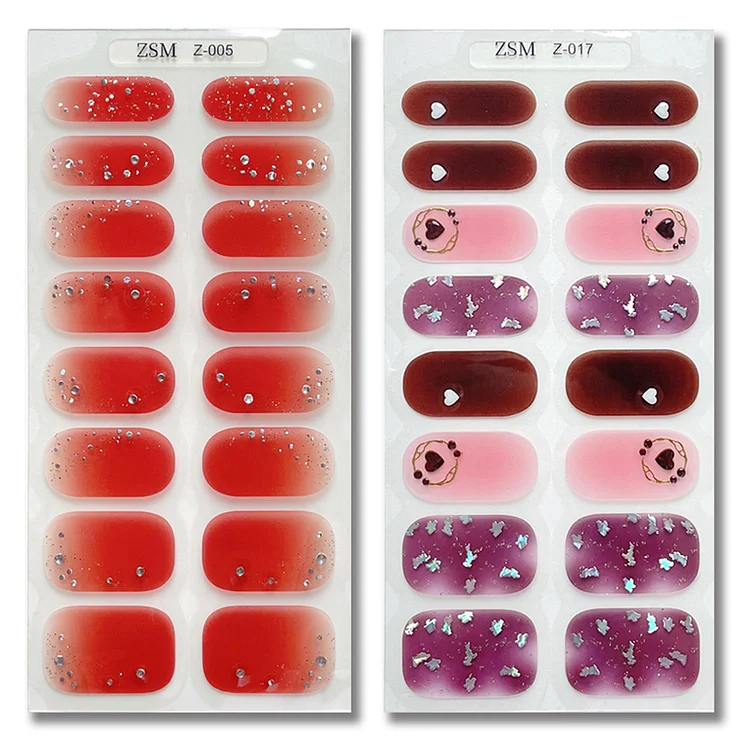 2 Sheets Clear Red Dark Red Purple Heart Nail Art Stickers Set 5D Embossed Nail Decals
