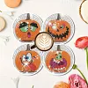 8pcs DIY Diamond Painting Coaster Kit With Holder - Pumpkin