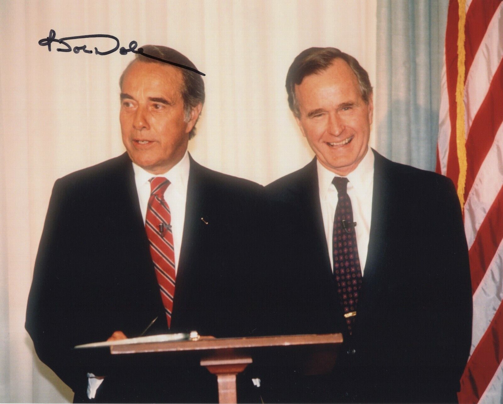 BOB DOLE SIGNED AUTOGRAPH 8X10 Photo Poster painting WITH GEORGE H.W. BUSH POTUS US SENATE