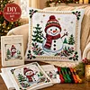 Christmas Snowman 11CT Stamped Cross Stitch Pillow Cover Kit  tapestrymarket