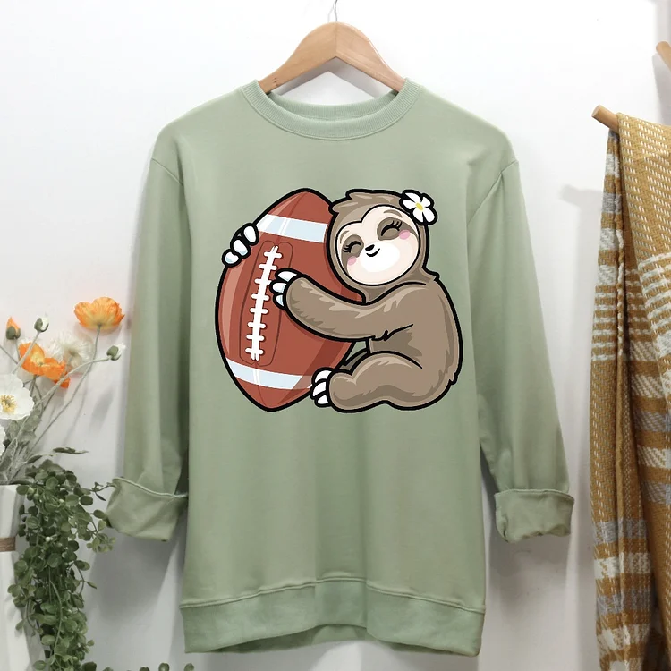 Sloth Girls Hugging Americans football Women Casual Sweatshirt-Annaletters