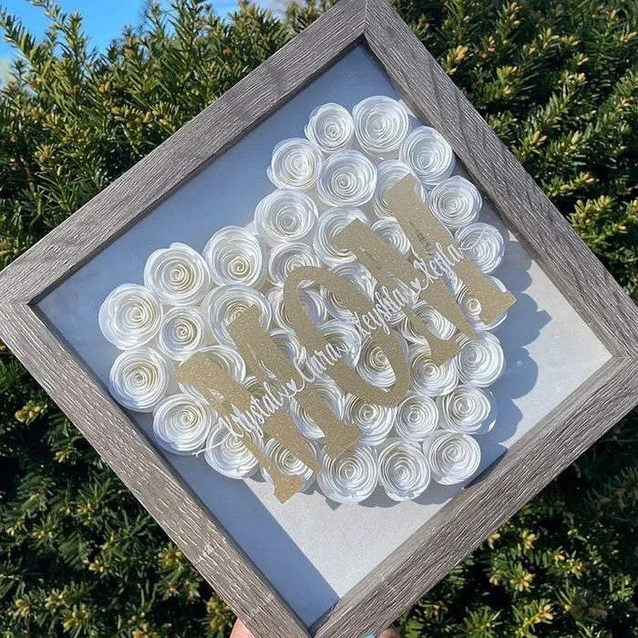 Mom Heart Shaped Monogram Flower Shadow Box Gift For Mothers