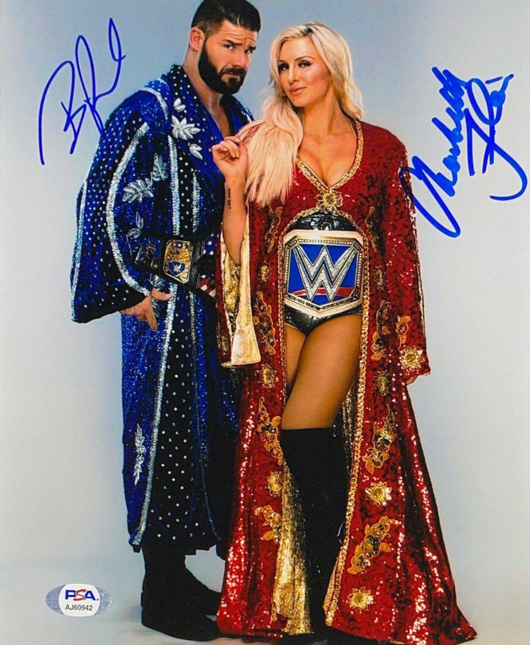 WWE CHARLOTTE AND BOBBY ROODE HAND SIGNED 8X10 Photo Poster painting WITH PROOF AND PSA COA 2