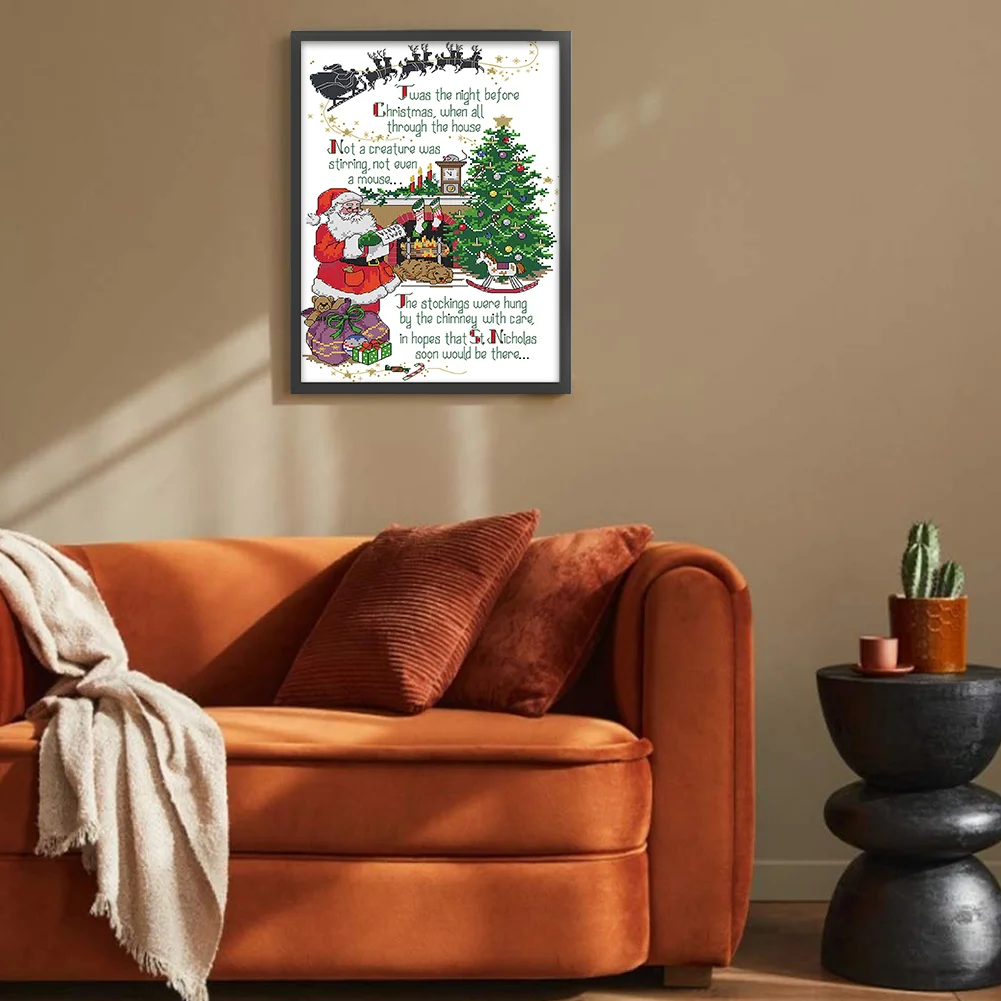 Partial Embroidery cotton Thread 14CT Printed Christmas Cross Stitch Kit