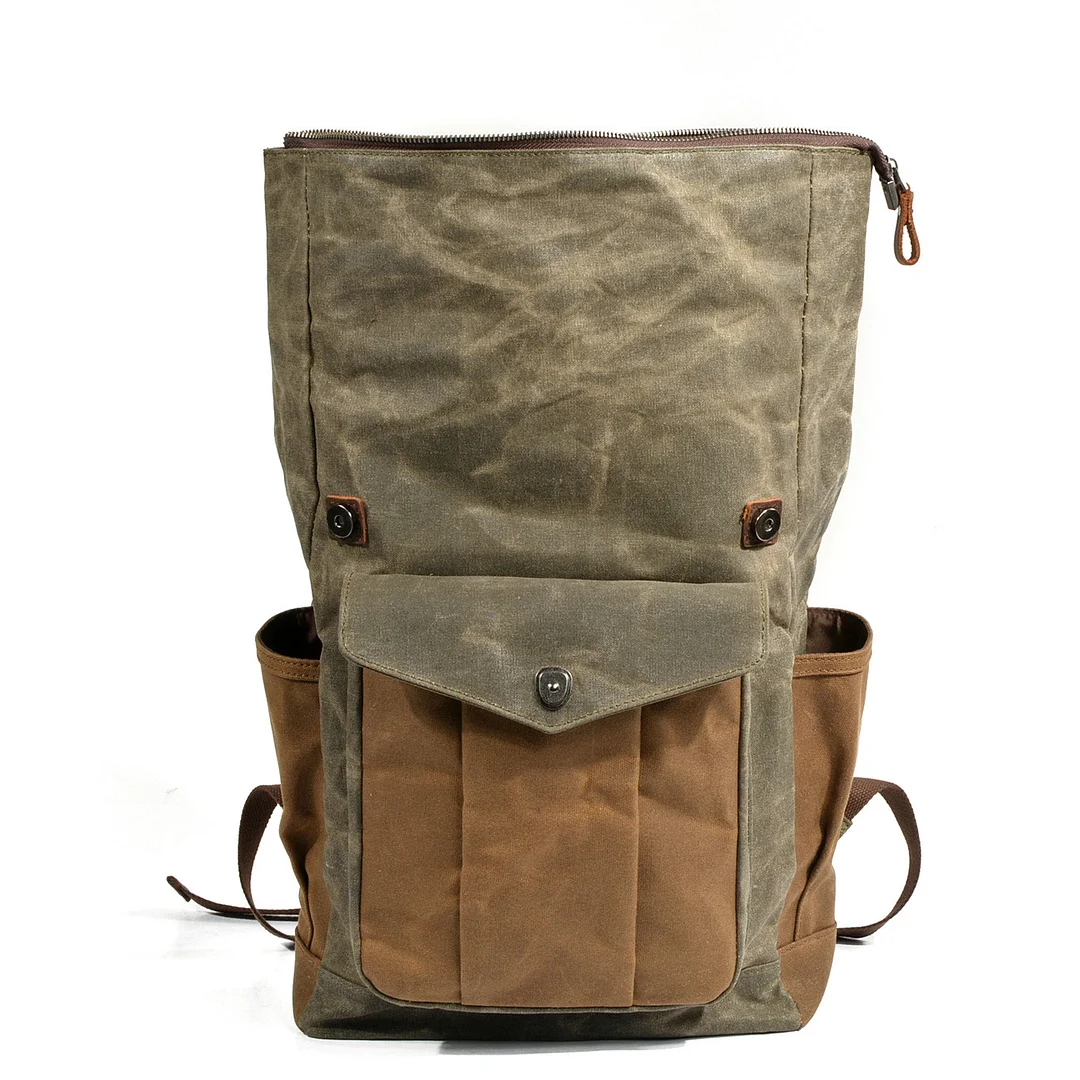Retro Backpack Men's and Women's Backpack Oil Wax Canvas Travel Computer Bag Outdoor sports Mountaineering Bag