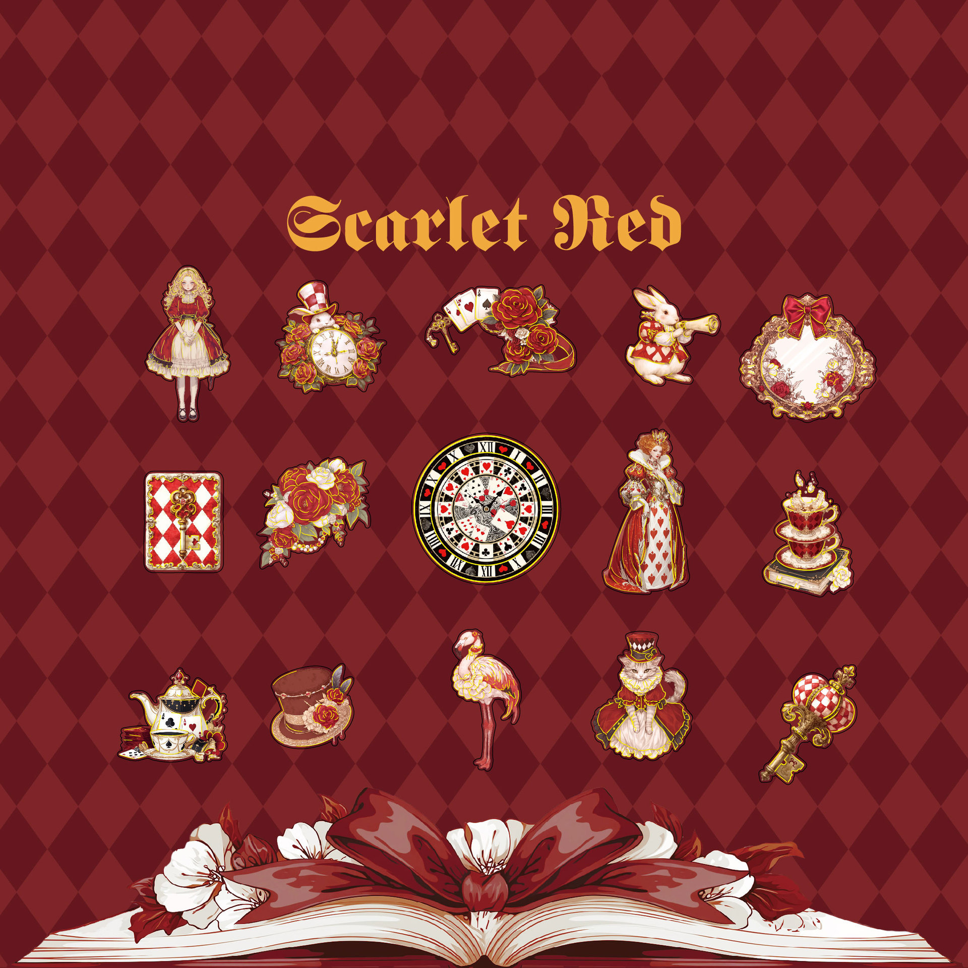 PET Sticker - Wonderland Series Vintage Alice Character Landscape 
