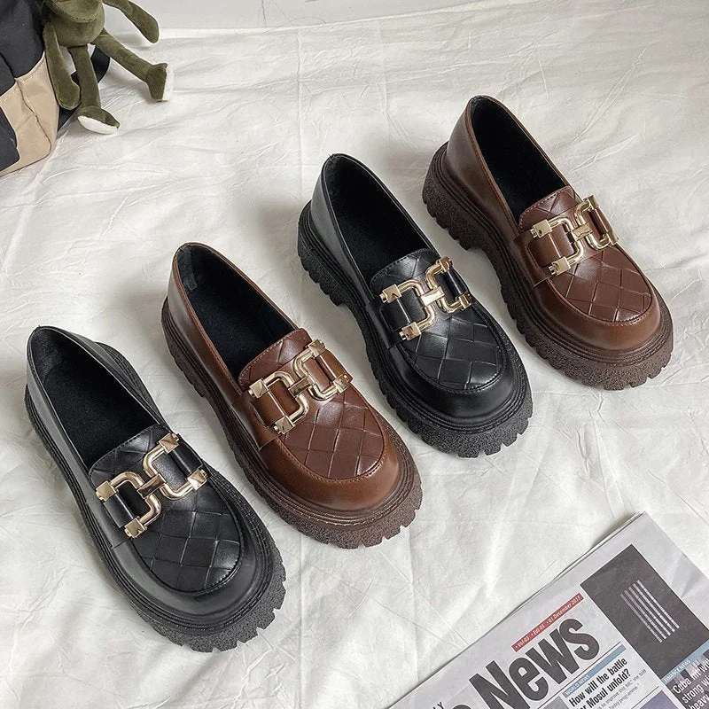 Comemore Women Platform Black Shoes 2021 Fashion Female Loafers For Woman Pu Leather Casual Moccasin Soft Comfortable Black New