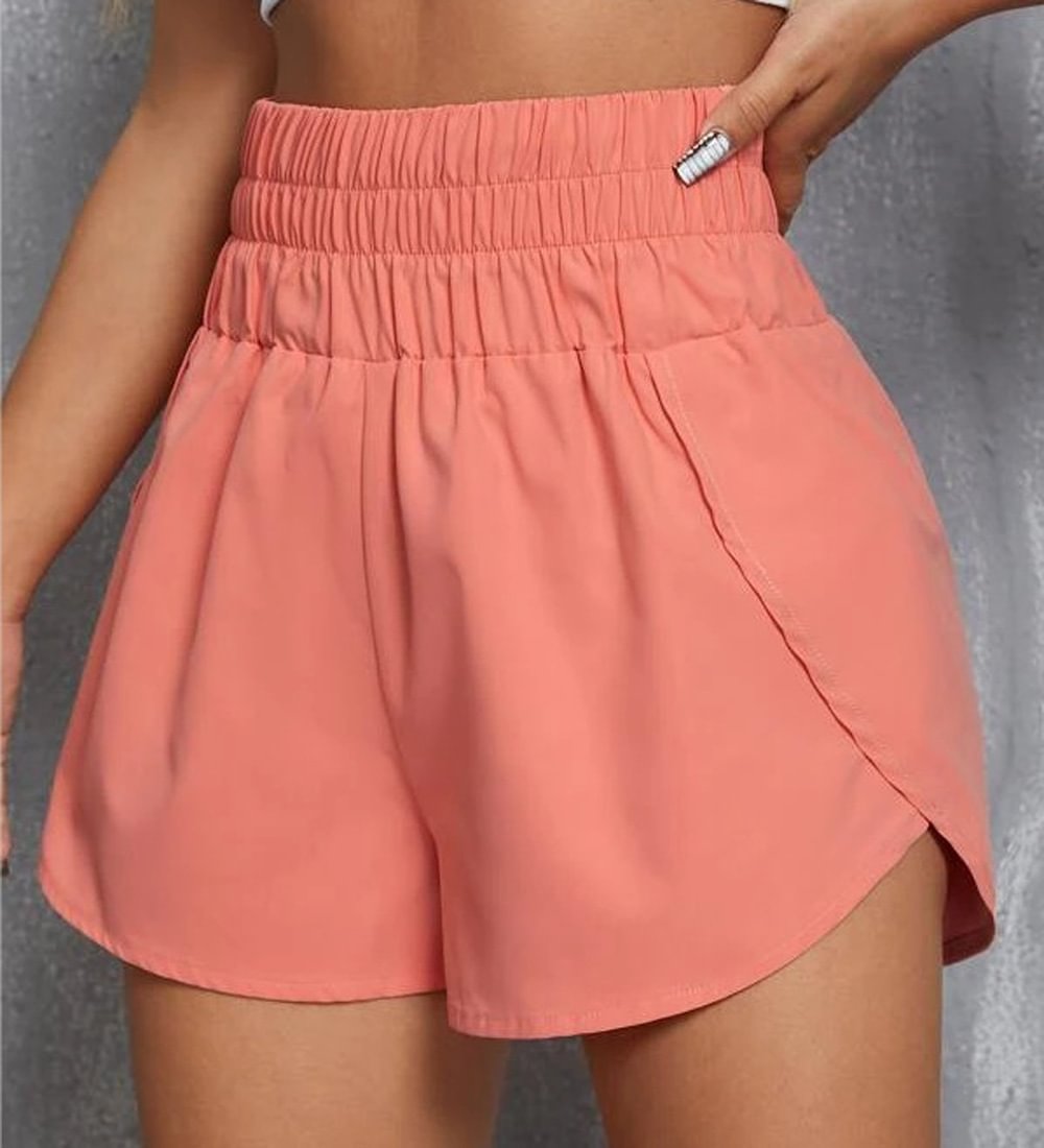 High Waist Elastic Loose Solid Color Casual Shorts Pants