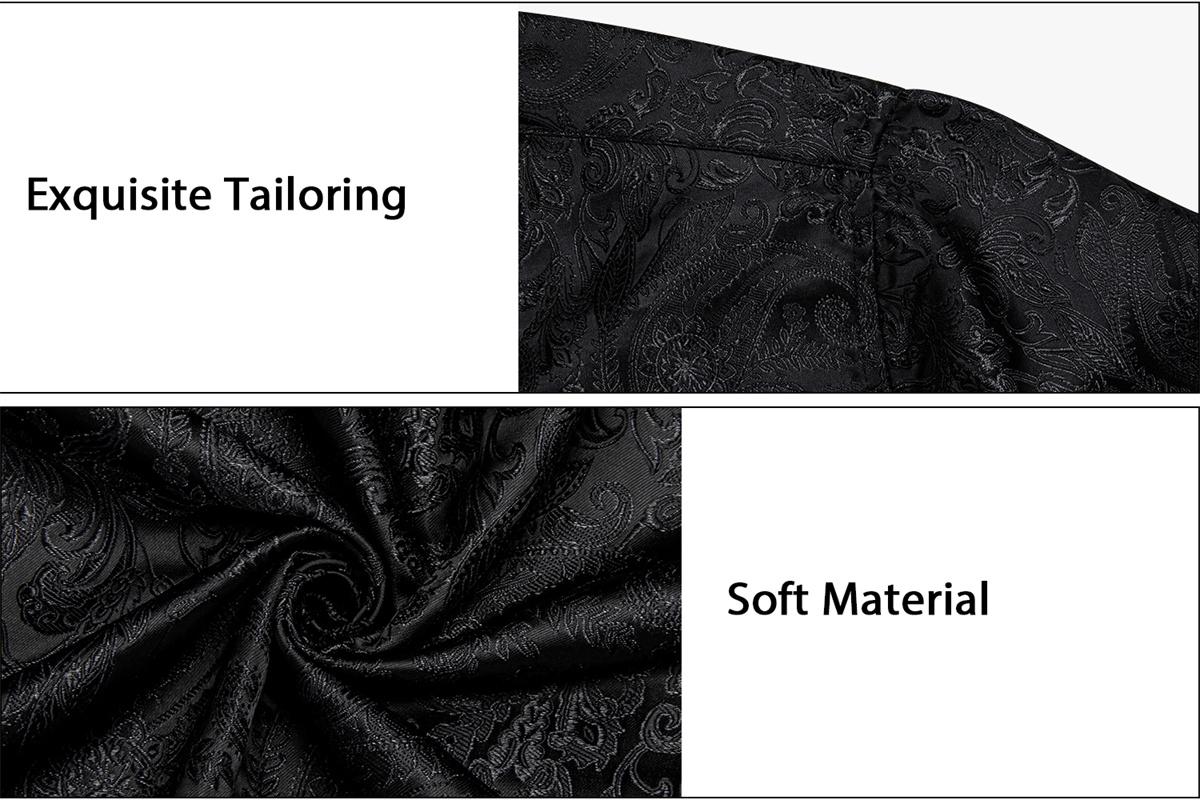 AILISUS Black Men's Paisley Shirt Business Sunscreen Anti-wrinkle Formal Shirt Button Shirt Simple Commuter Men's Summer Tops Casual Longsleeves Casual Soft Fit