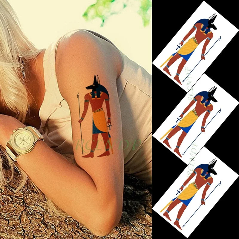 Waterproof Temporary Tattoo Sticker protector of Ancient Egypt Egyptian totem Anubis fake tatto flash tatoo for men women girl