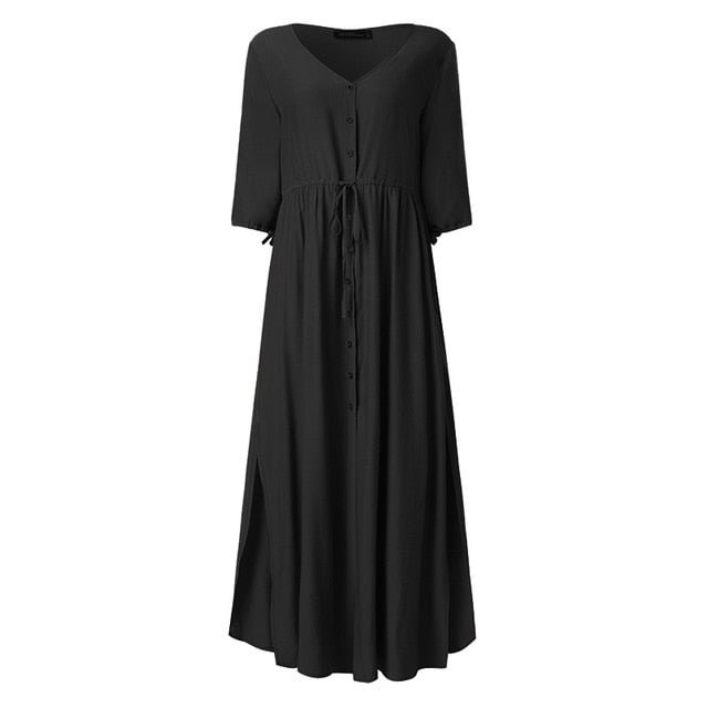 V Neck Half Sleeve Maxi Dress