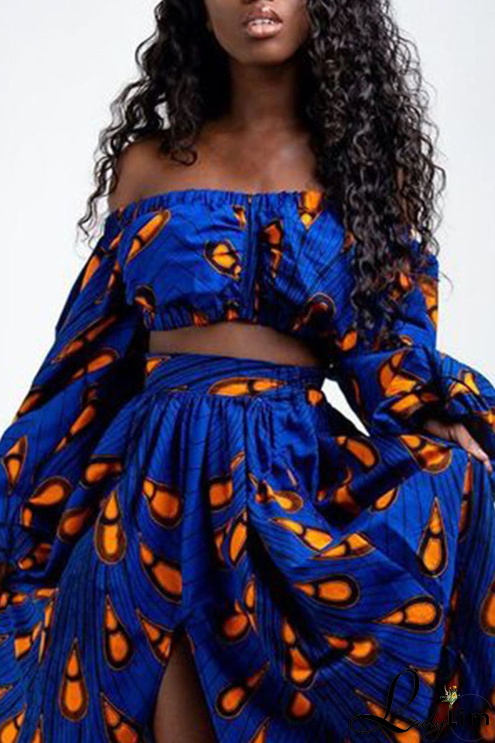 Yellow Vintage Elegant Print Patchwork Off the Shoulder Tops