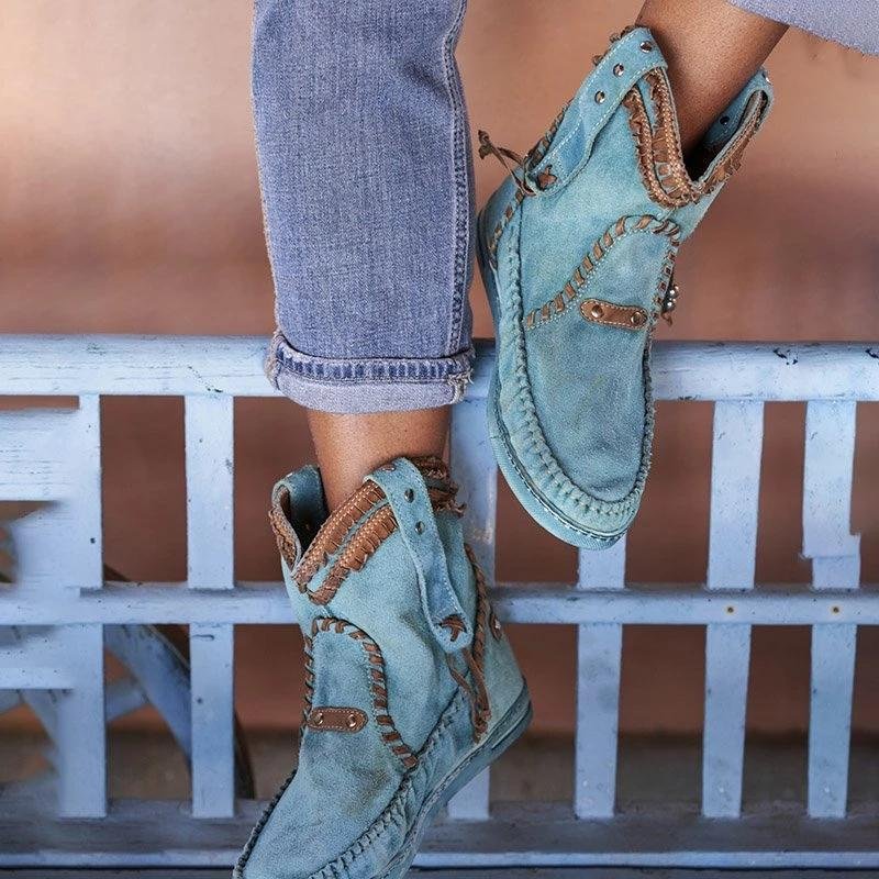 Bohemian Style Casual Blue Boots | EGEMISS