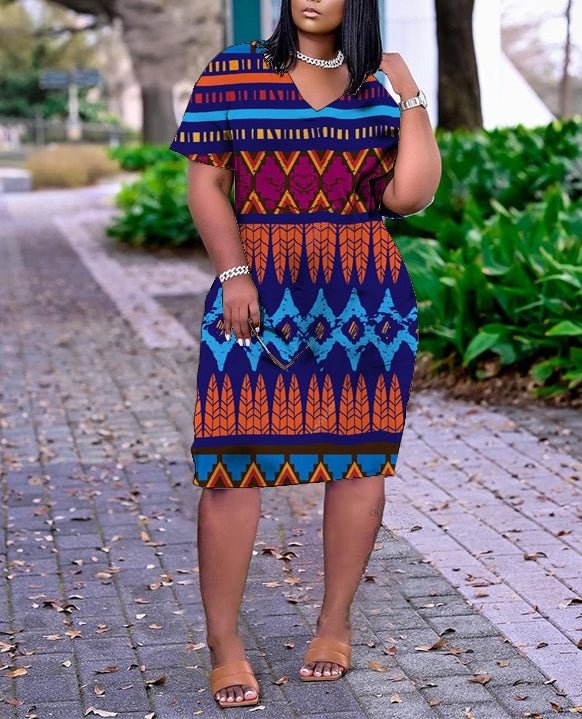 3d Abstract Print Plus Size Dress