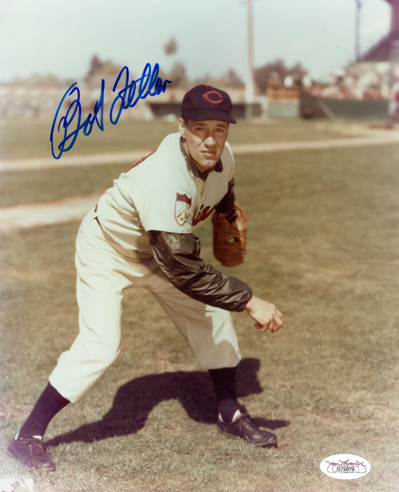 BOB FELLER CLEVELAND INDIANS SIGNED AUTOGRAPH 8X10 Photo Poster painting JSA