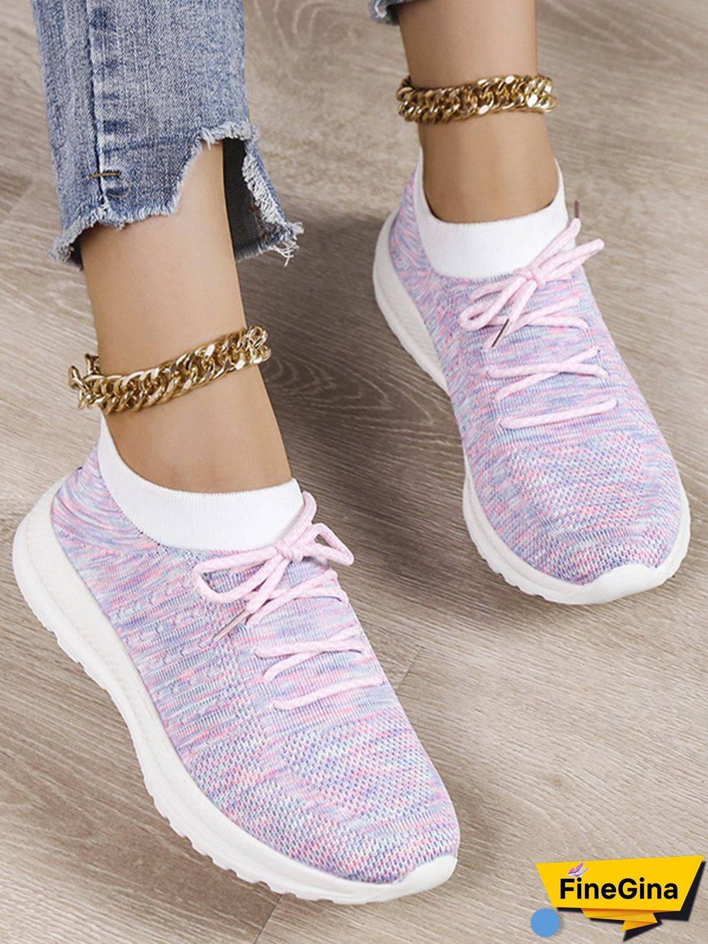 Flyknit Lightweight Soft Sole Lace-Up Sneakers