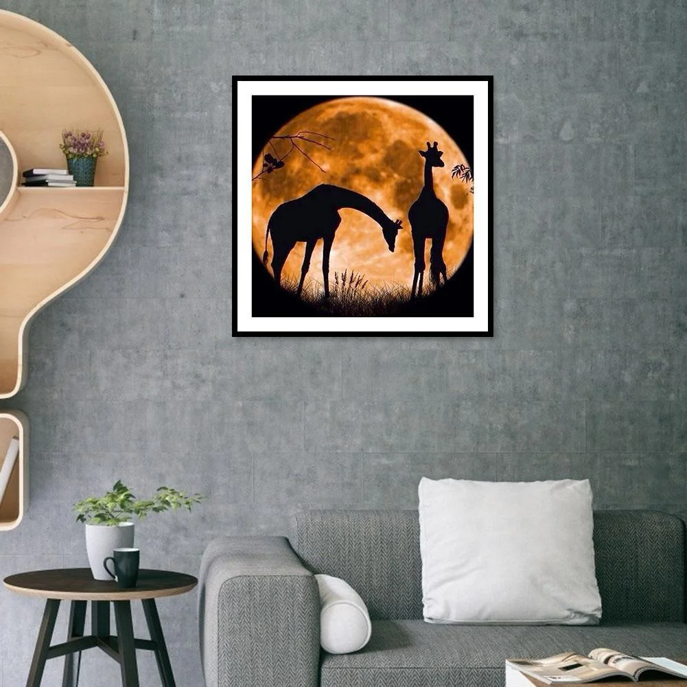 Diamond Painting - Full Round Drill - Moon Giraffe(30*30cm)