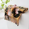 Yellow Pink Flower Autumn Winter Shawl Scarf