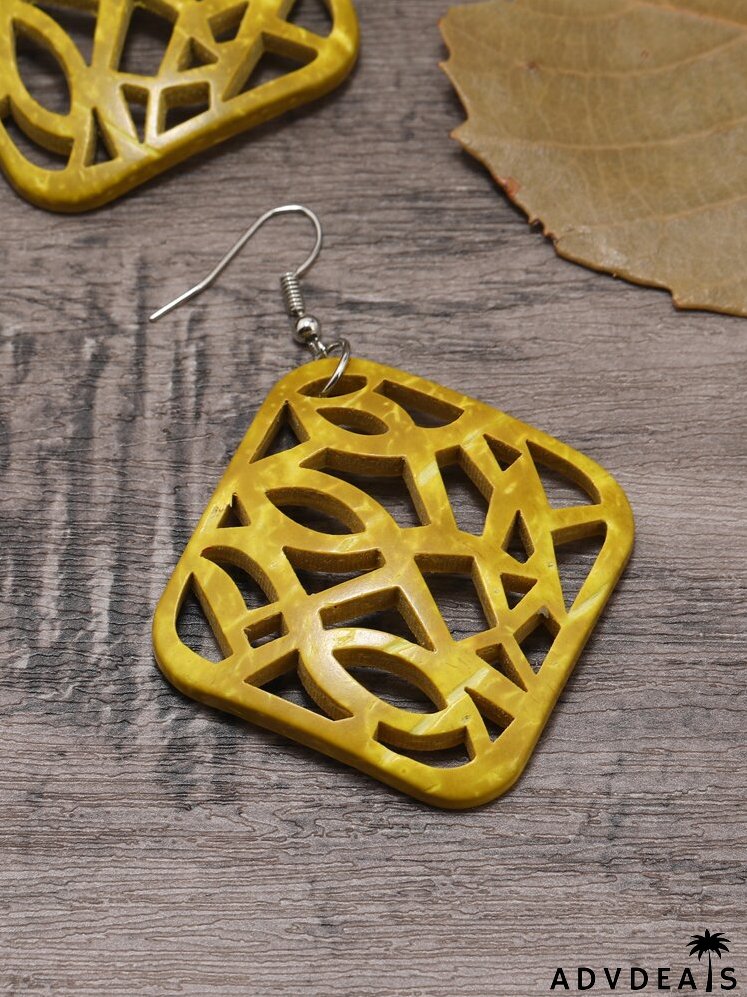 Hollow Out Square Drop Earrings