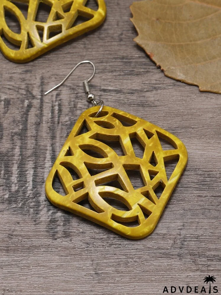 Hollow Out Square Drop Earrings